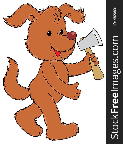 Rural Dog with an axe