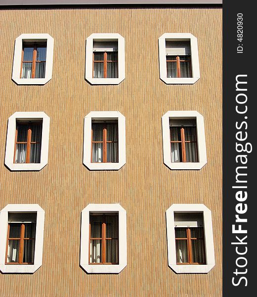 Some windows of an important hotel in Milan. Some windows of an important hotel in Milan