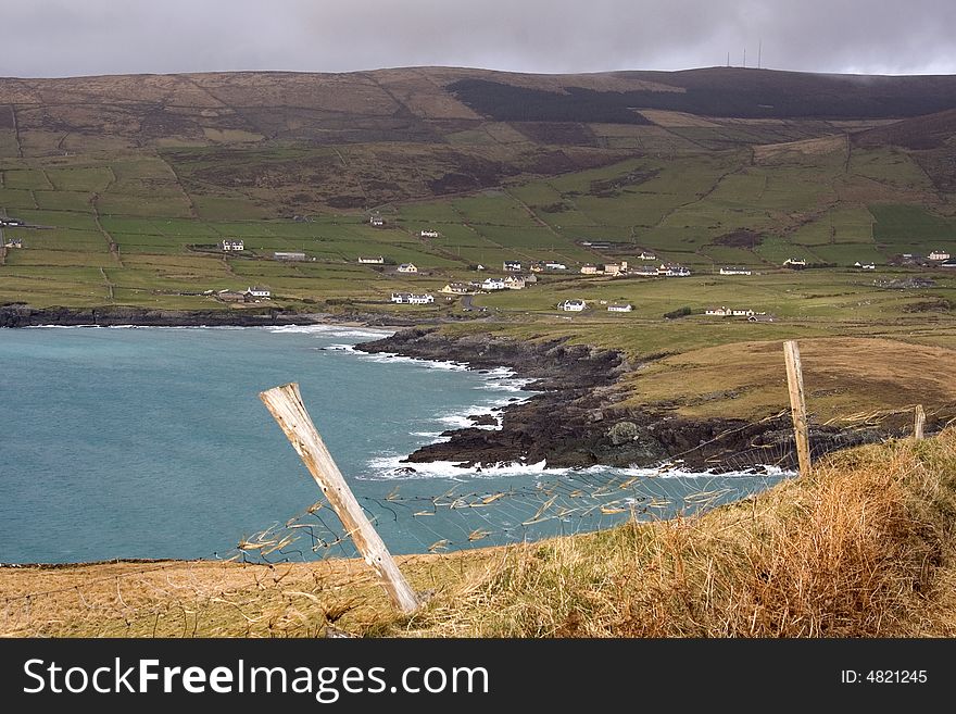 Fields and rocky coastline in Southern Ireland. Fields and rocky coastline in Southern Ireland