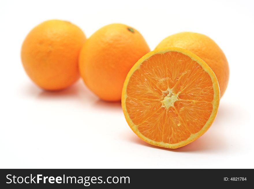 Oranges on a white background.