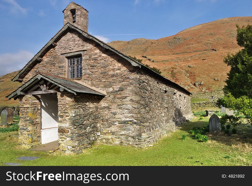 A view of Martindale Chapel in the English lake District