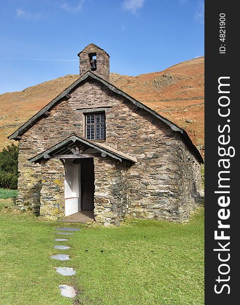 A view of Martindale Chapel in the English lake District