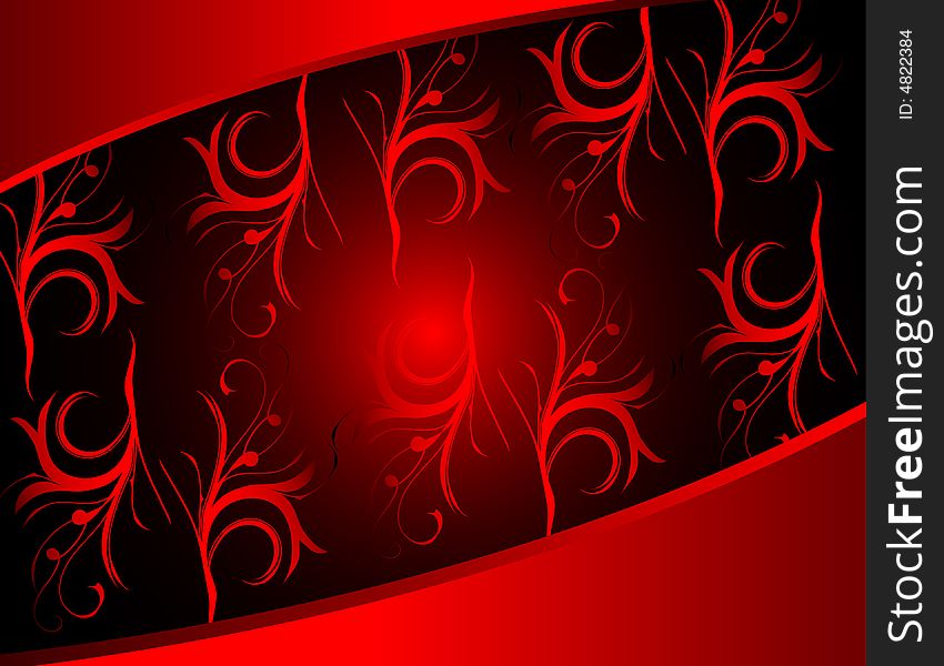 Cool red vector design with floral ornament, editable vector illustration, look for more great images in my gallery