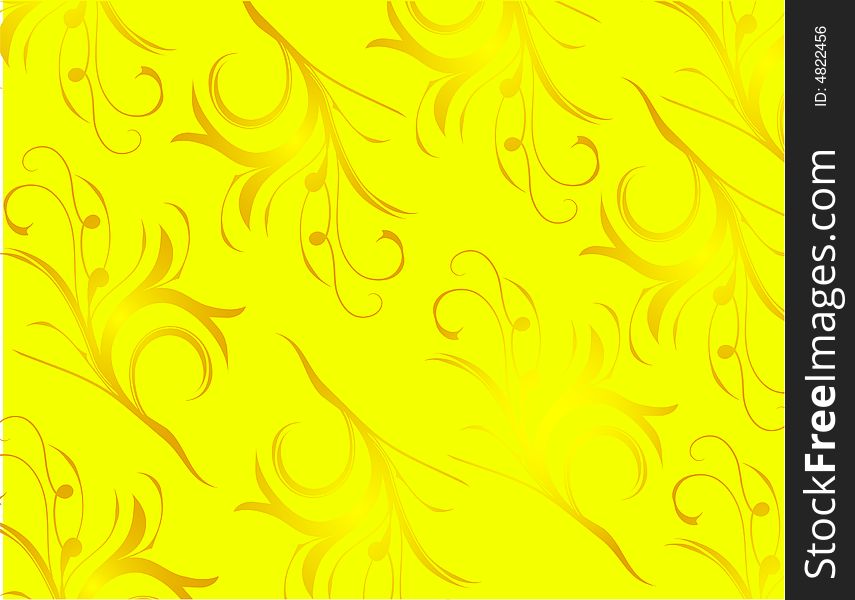 Yellow Background Made Of Floral Elements