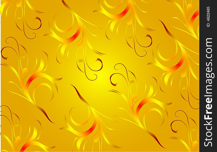 Yellow Background Made Of Floral Elements