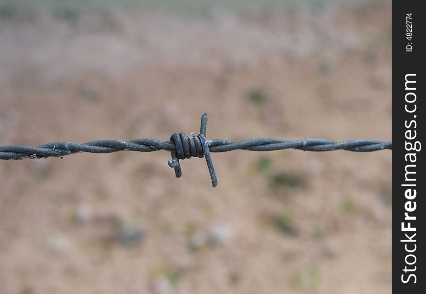 Barbed wire fence close-up