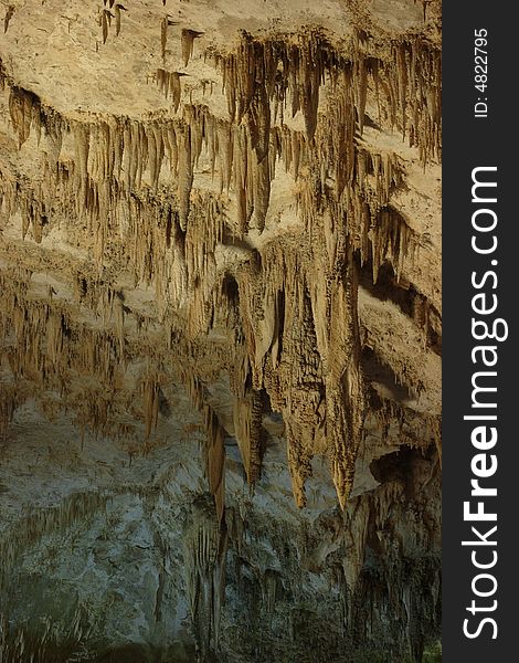 Stalactites of the Green Lake Room - Carlsbad Caverns National Park. Stalactites of the Green Lake Room - Carlsbad Caverns National Park