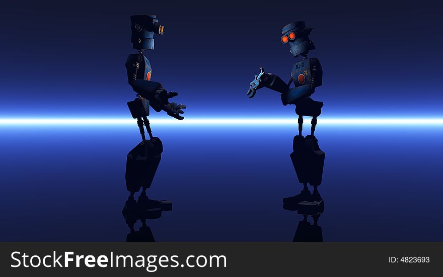 Cgi render of cartoon robot