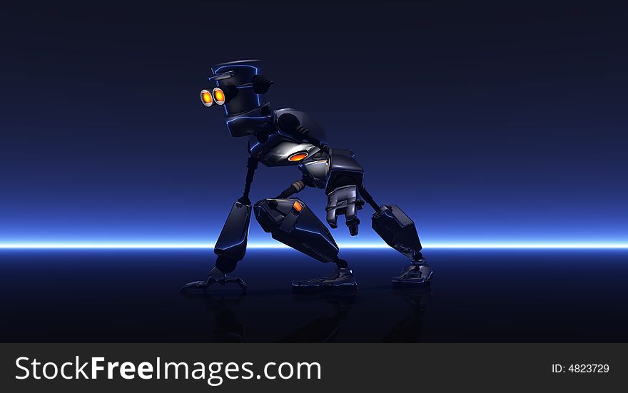 Cgi render of cartoon robot