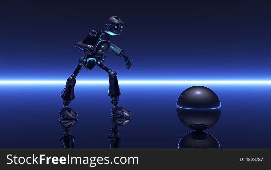 Cgi render of cartoon robot