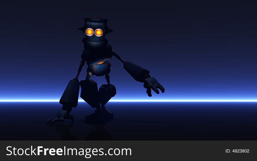 Cgi render of cartoon robot