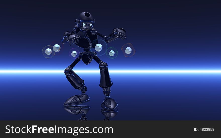 Cgi render of cartoon robot