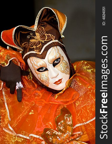 Orange Butterly Costume In Venice