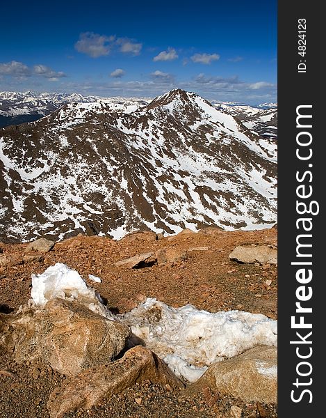 High Peaks with snow of the Colorado Rockies along the Mount Evans Wilderness. High Peaks with snow of the Colorado Rockies along the Mount Evans Wilderness
