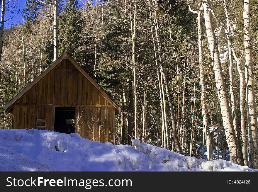 Snow Covered Cabin In Colorado