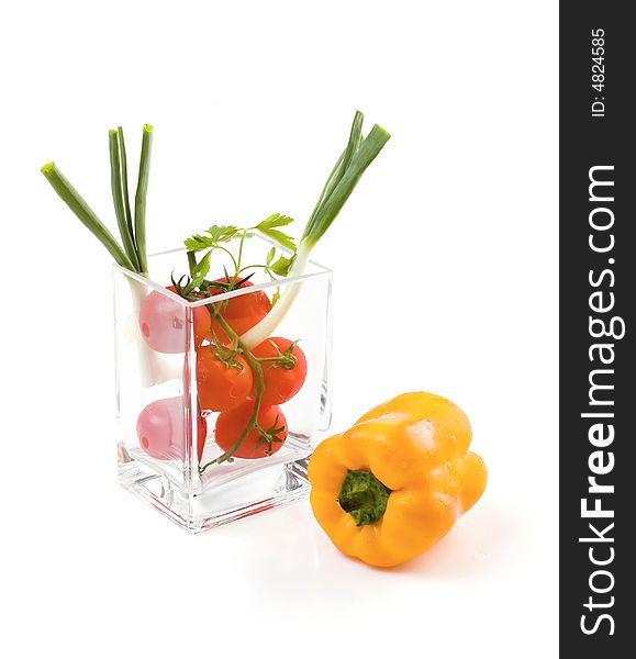 Tomatoes in a glass vase, healthy diet. Tomatoes in a glass vase, healthy diet