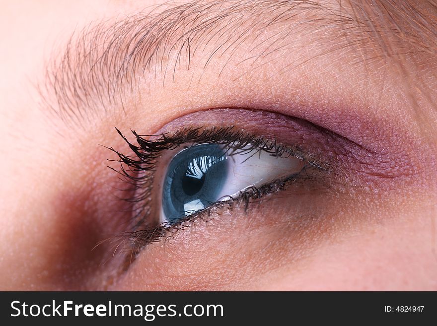 Woman eye wide open close-up shot