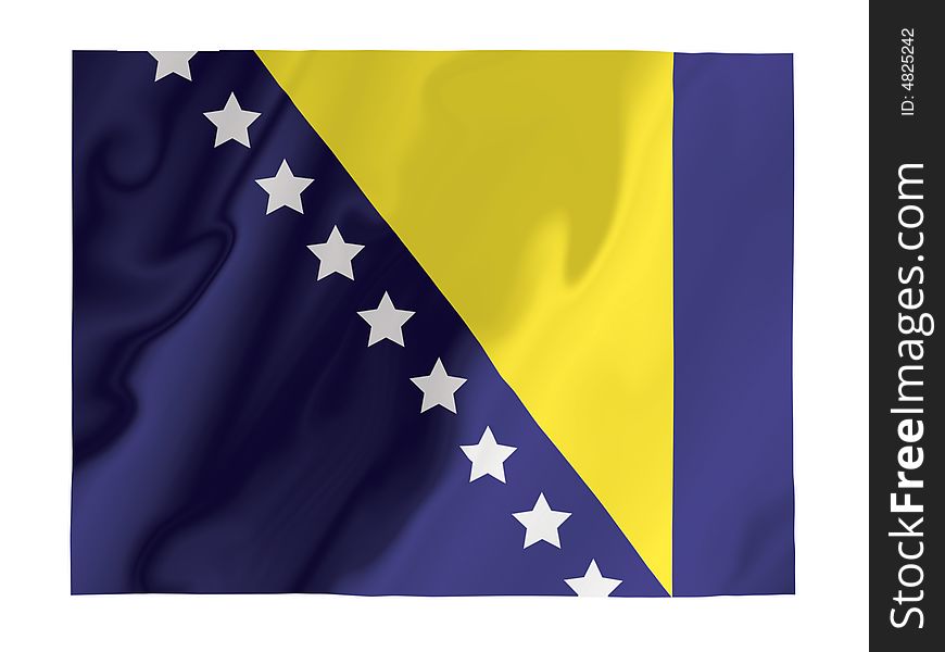 Fluttering image of the Bosnian national flag. Fluttering image of the Bosnian national flag