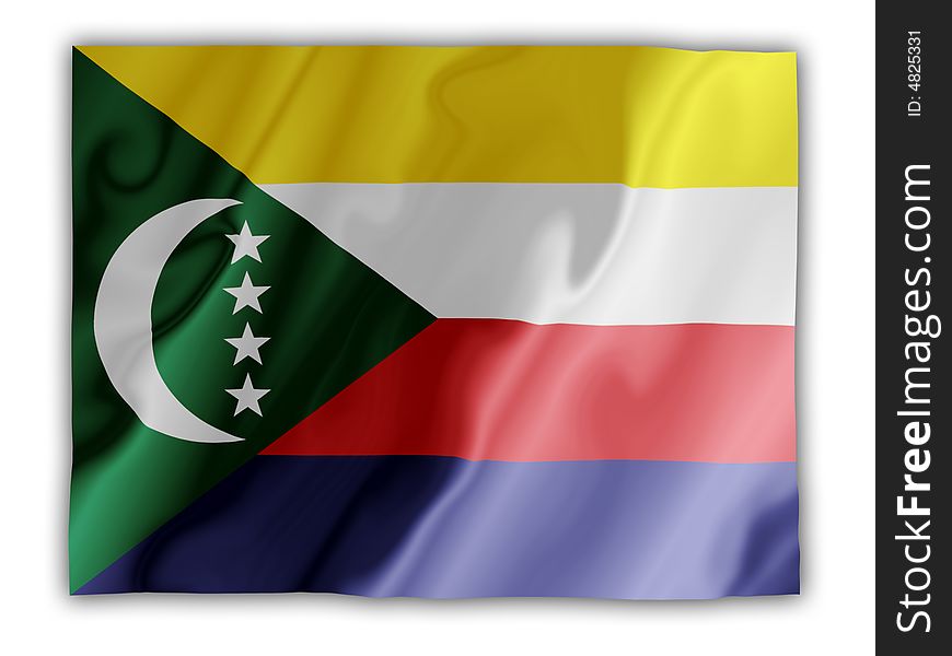 Fluttering image of the Comoros national flag. Fluttering image of the Comoros national flag