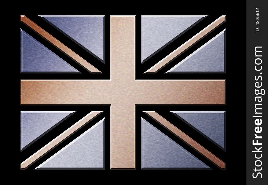 Illustration of brushed metal effect British flag. Illustration of brushed metal effect British flag