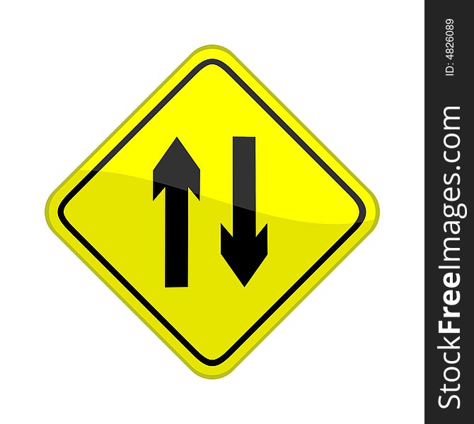 Vector illustration of a glossy warning sign of two arrows. Vector illustration of a glossy warning sign of two arrows