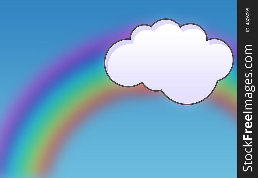 Cartoon cloud and a softly blurred rainbow. Cartoon cloud and a softly blurred rainbow