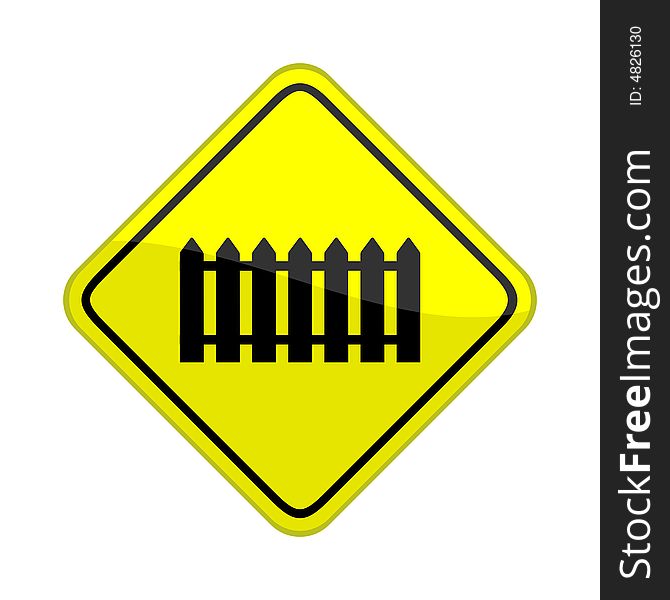 Vector illustration of a glossy warning sign of a fence. Vector illustration of a glossy warning sign of a fence