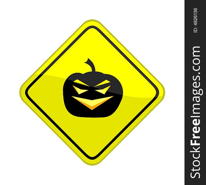 Vector illustration of a glossy warning sign of a pumpkin. Vector illustration of a glossy warning sign of a pumpkin