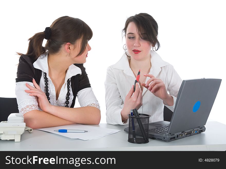 Business women  working on isolated background