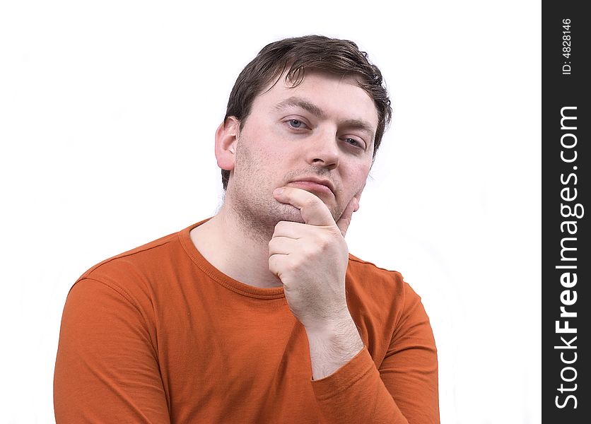 Portrait of a thinking men, isolated on white background. Portrait of a thinking men, isolated on white background.