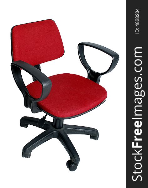 Red  wheels business chair on white background