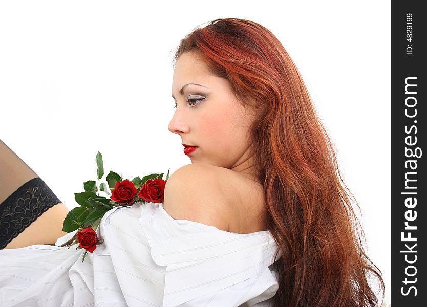 Sexy young girl with roses. Sexy young girl with roses