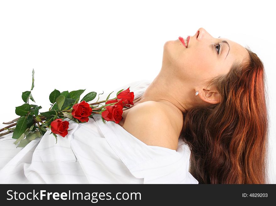 Sexy young girl with roses
