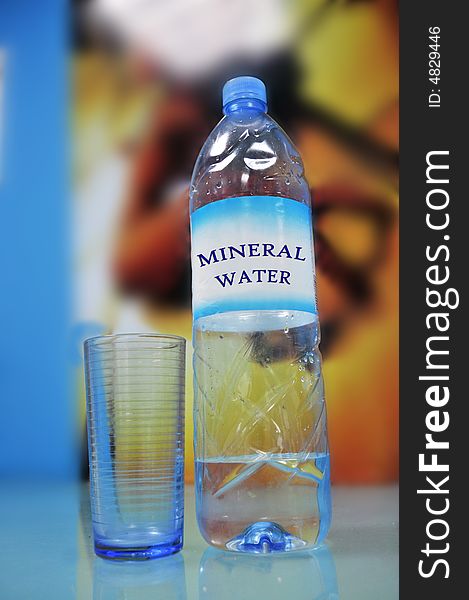 Mineral Water Bottle & Glass