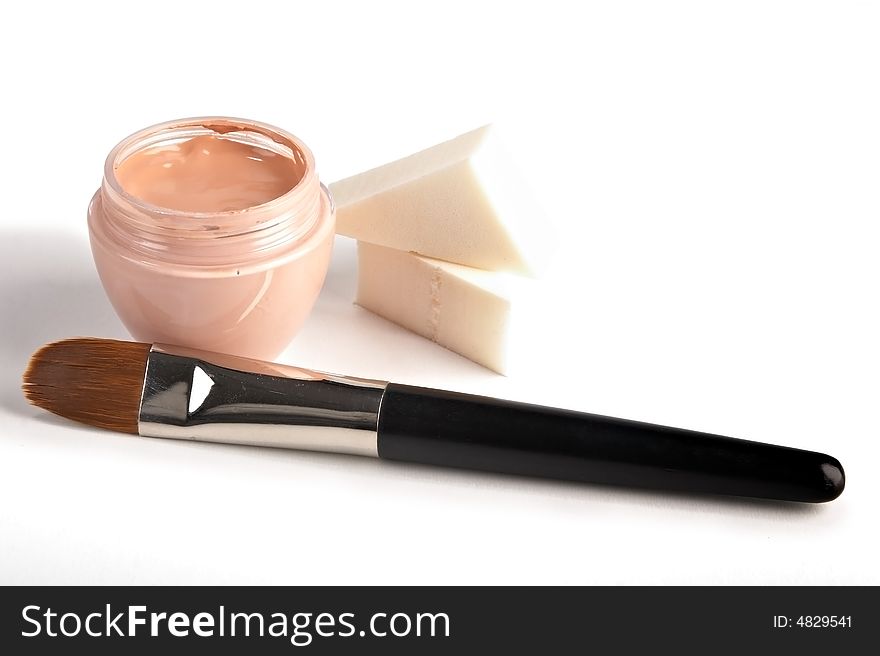 Still life with cosmetics on the white background