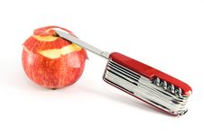 Pocket Knife And Partially Peeled Apple Royalty Free Stock Photo Pocket Knife And Partially Peeled Apple Royalty Free Stock Photo