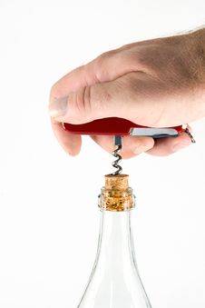 Pocket Knife With A Corkscrew And A Bottle Stock Photos Pocket Knife With A Corkscrew And A Bottle Stock Photos