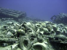 Wreck With Cargo Of Toilets Stock Images