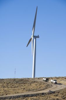 Wind Turbines And Dump Truck. Royalty Free Stock Photo Wind Turbines And Dump Truck. Royalty Free Stock Photo