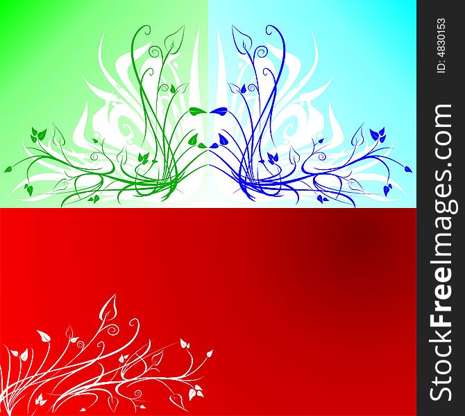 Three floral background design in different colour. Three floral background design in different colour