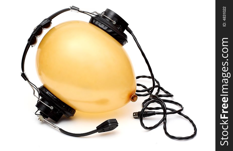 Yellow air sphere with headphone. Yellow air sphere with headphone