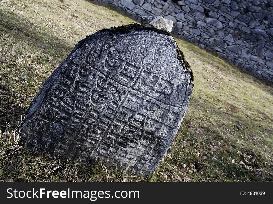 The old jewish tombstone - czech republic. The old jewish tombstone - czech republic