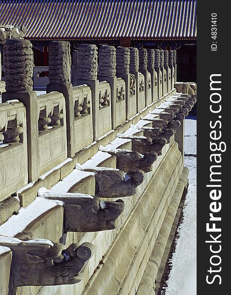 Stone railing, the forbidden city, china