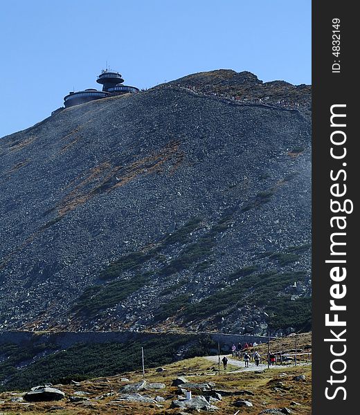 View on the slope of the mountain and touristic route.