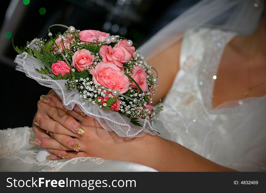 Wedding, bouquet, flower, bride, rose, romance, married, dress