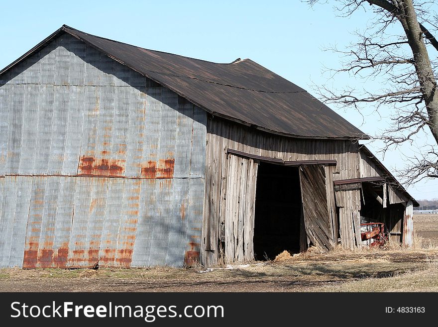 Old barn on a bright sunny day