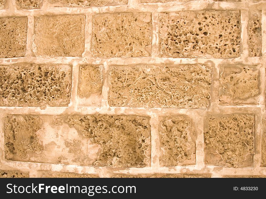 Old wall of Jaffa in Israel made of stone