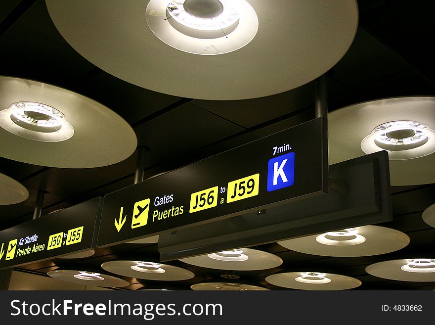 Spain, Madrid Barajas airport signals and lights