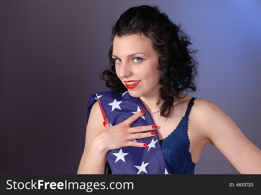Fifties pin-up girl on 4th July