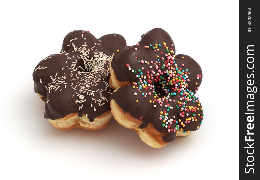 Chocolate donuts isolated on white background